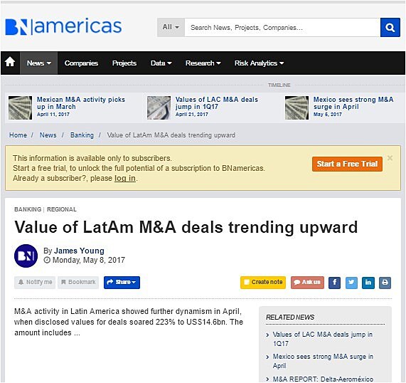 ValueofLatAmM&Adealstrendingupward